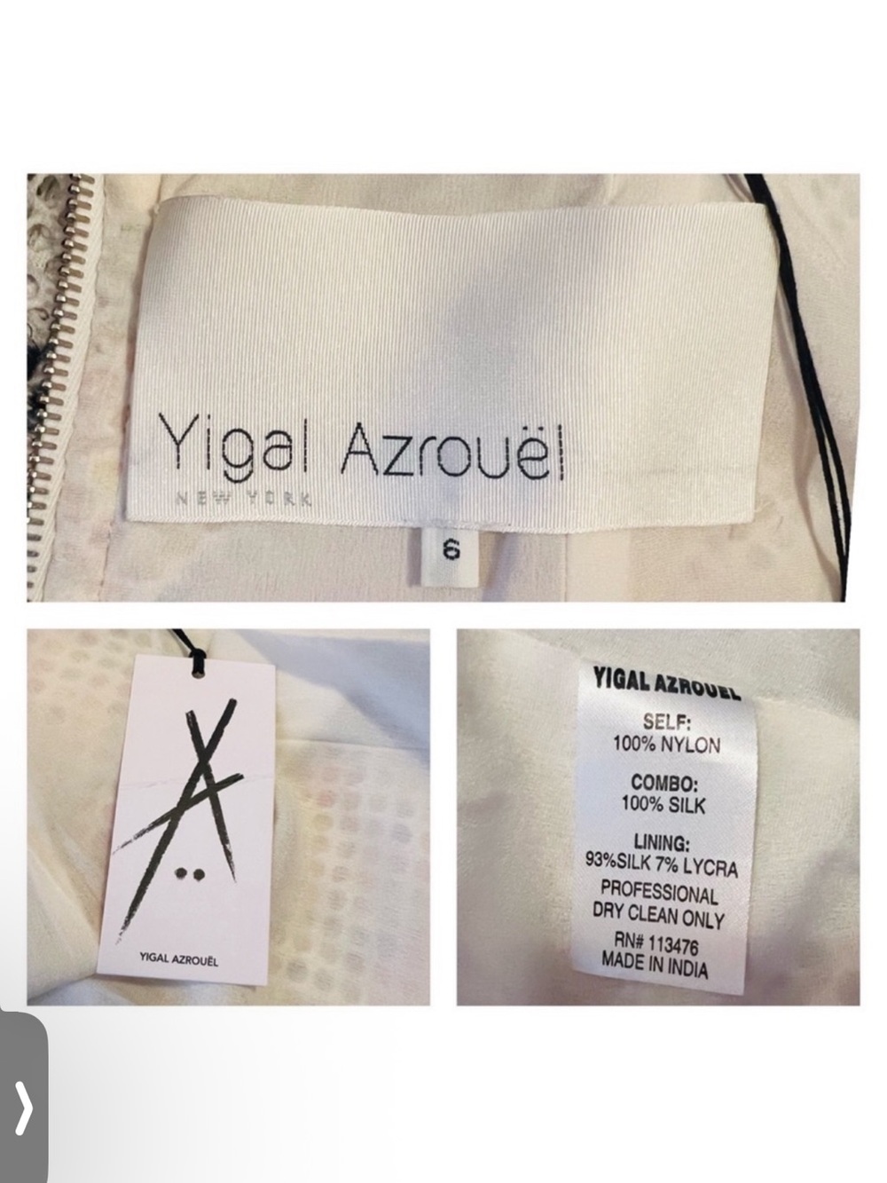 New! YIGAL AZROUEL Multicolor Silk Trim Mesh Net Dress - Picture 6 of 6